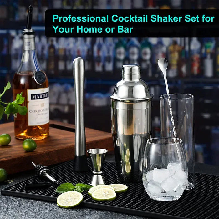 Stainless Steel Cocktail Shaker Set with Storage Bag