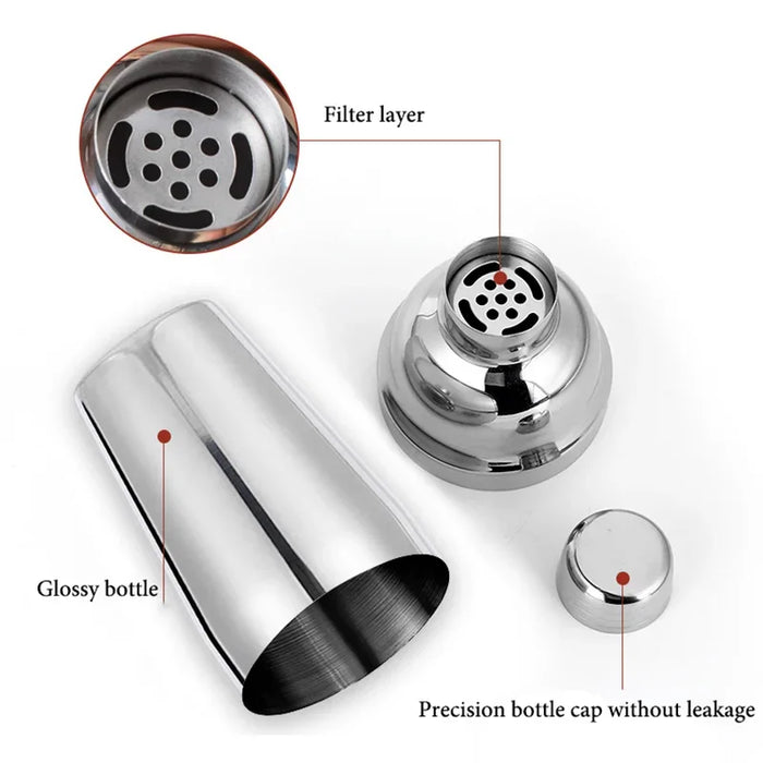 Stainless Steel Cocktail Shaker Set with Storage Bag