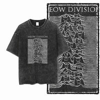 COOLMIND Acid Wash Cat Graphic Tee