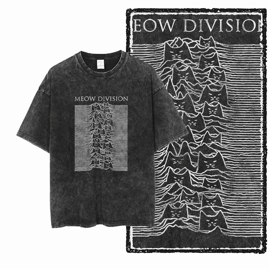 COOLMIND Acid Wash Cat Graphic Tee