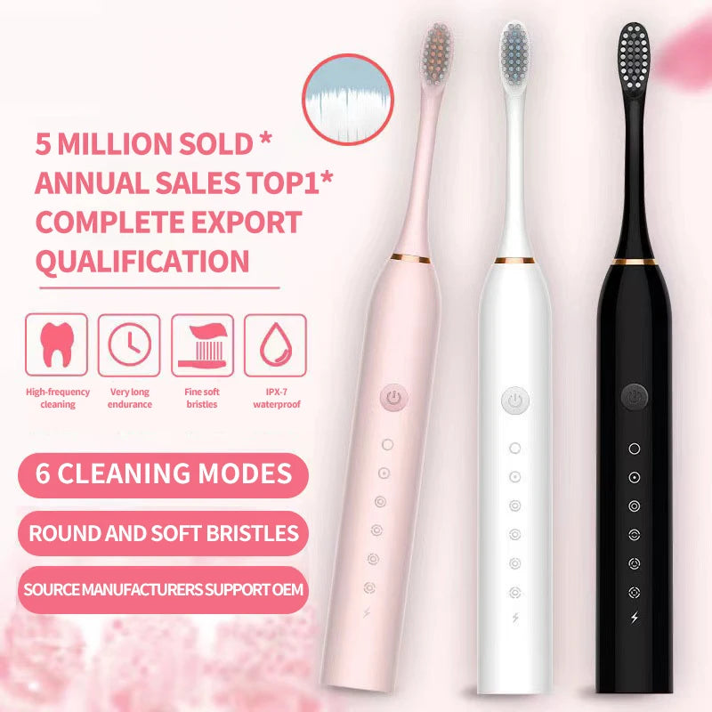 Sonic Electric Toothbrush for Adults – IPX7 Waterproof | 6 Cleaning Modes