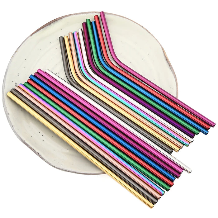 Reusable Stainless Steel Straw Set — 11 Pieces with Cleaning Brushes