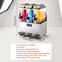 45L total capacity triple tank slushy machine, approximately 180 cups per batch